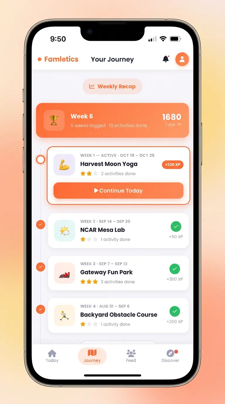 Track your family's progress in Famletics